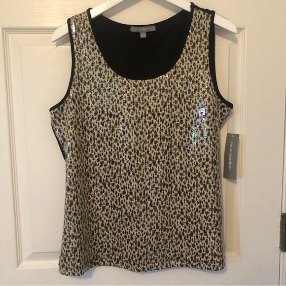 NY Collection Tops - NWT Sequin Cheetah Print Tank